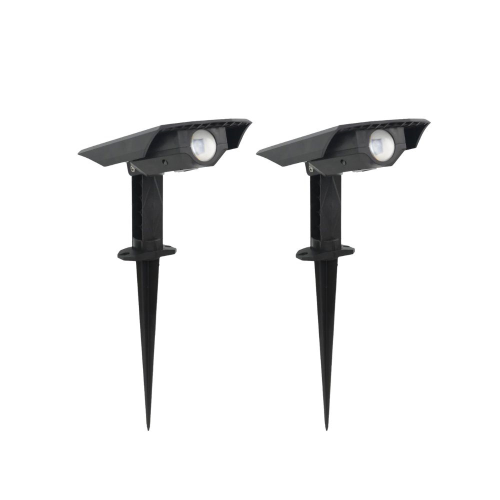 2er-Pack Solar Gartenstrahler, mit verstellbarem Lichtwinkel, 8 Stunden Leuchtdauer, 4000 K (neutralweiß), IP54-Wasserdicht, Gartenspot.