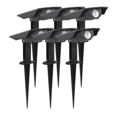 6er-Pack Solar Gartenstrahler, mit verstellbarem Lichtwinkel, 8 Stunden Leuchtdauer, 4000 K (neutralweiß), IP54, Gartenspot