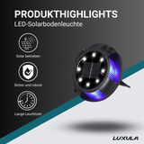 Solar Bodenleuchte, 10 Stunden Leuchtdauer, 4000 K (neutralweiß) und blau, IP44-Wasserdicht, Gartenleuchte.