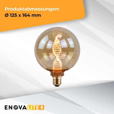 LED Filament Leuchtmittel, DNA, Amber, Globe G125, E27, 3.5W, 120lm, 1800K, dimmbar.