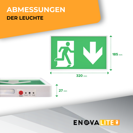4er Pack LED-Fluchtwegleuchte, Notausgang mit Notstromeinheit, Anti Panik Licht, TEST-Funktion, Wandmontage.
