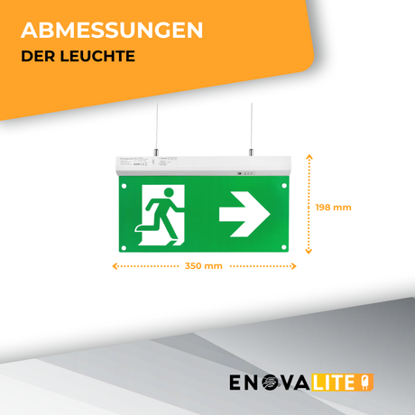 LED-Fluchtwegleuchte 4in1 mit Fernbedienung, Notausgang mit Notstromeinheit, TEST-Funktion, Decken- und Wandmontage.