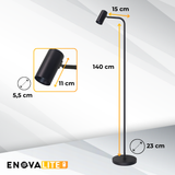 Schöne LED-Stehleuchte, schwarz, aus Aluminium, 1-flammig, GU10-Fassung, IP20.