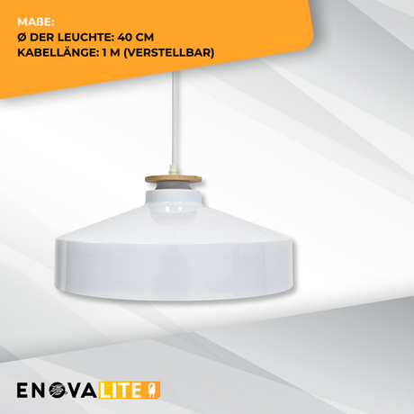 Elegante Pendelleuchte in Weiß  inkl E27-Filamentleuchtmittel, 7W/700lm, 2700K/warmweiß, Milchglas, runde Form, aus Stahl, E27-Fassung, IP20, Ø40 cm.
