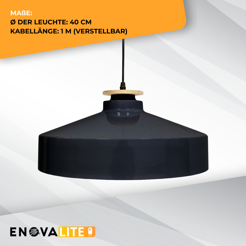 Elegante Pendelleuchte in Schwarz inkl E27-Filamentleuchtmittel, 7W/700lm, 2700K/warmweiß, runde Form, aus Stahl, E27-Fassung, IP20, Ø40 cm.