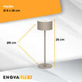 3er Set LED-Tischleuchte mit Akku, inkl Ladestation, Up- & Downlight, Dimm- & CCT-Funktion, sandfarben, wiederaufladbar, Innen und Außenbereich, IP44, USB-C.