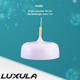 Moderne Pendelleuchte in weiß, runde Form, aus Metall, E27-Fassung, IP20, Ø30 cm.