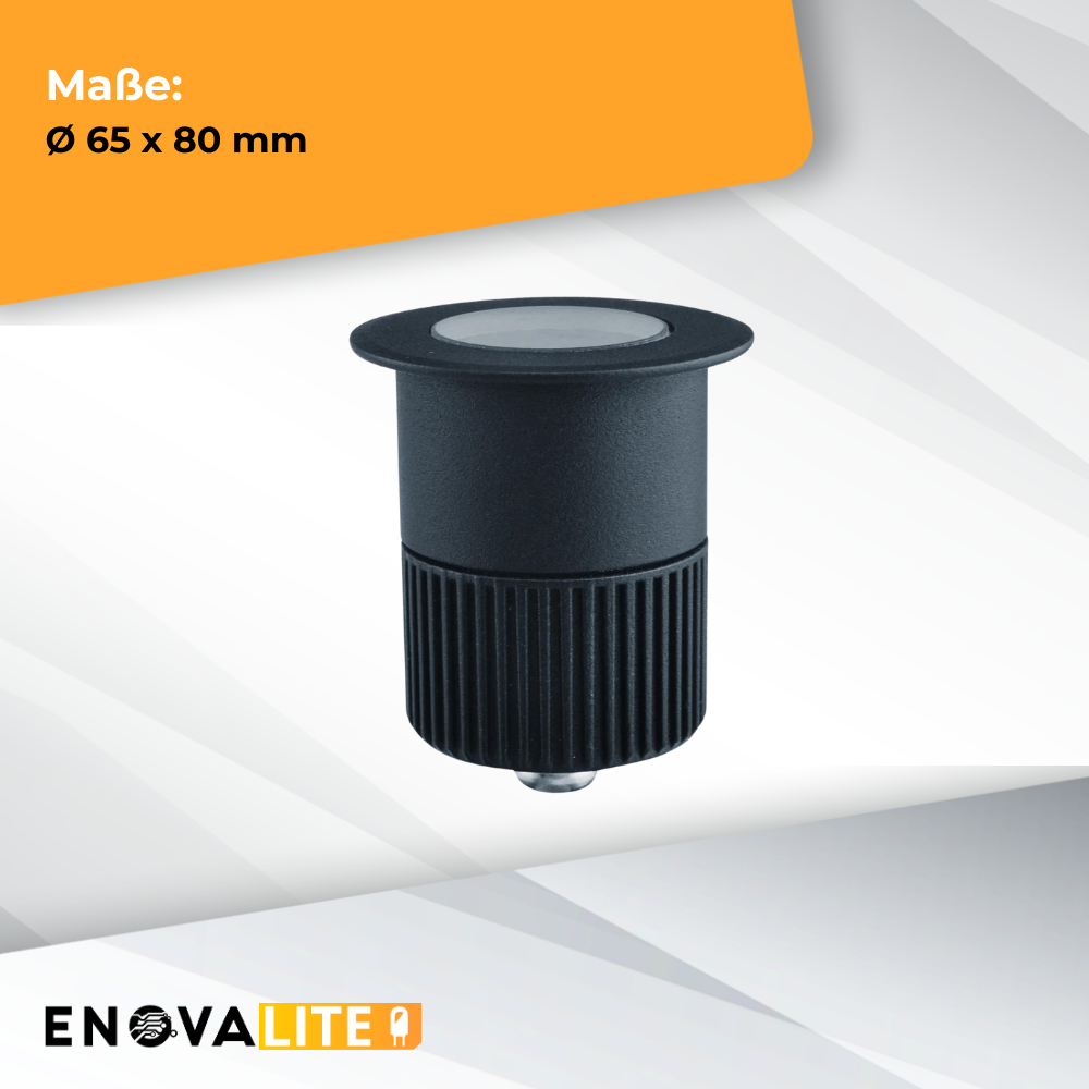 6er Set LED Bodeneinbaustrahler, Ø 65 x 80 mm, 5 W, 300 lm, 3000 K (warmweiß), schwarz, Aluminiumdruckguss, EPISTAR.