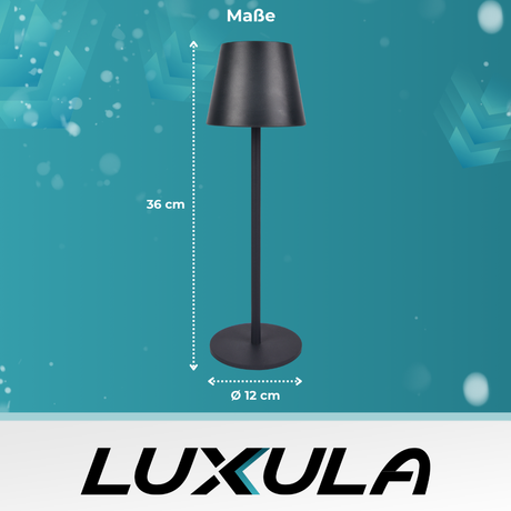 6er Set LED-Tischleuchte mit Akku, Dimm- & CCT-Funktion, wiederaufladbar, IP44, USB-C, schwarz.