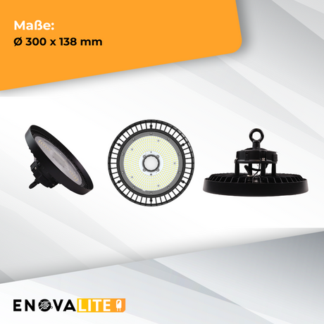 3er-Pack LED-Hallenstrahler, mit Bewegungsmelder, Leistung einstellbar, 100/150/200W, 4000 K (neutralweiß), 17000-34000 lm, IP65, 0-10V dimmbar, inkl Fernbedienung.