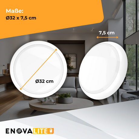 LED-Notstrom Deckenleuchte, mit Bewegungsmelder, 8 h Notlicht, 18 W, 1800 lm, 3000-6000 K (warm-, neutral-, kaltweiß), IP65, IK09, Gruppensteuerungsfunktion.