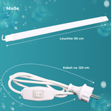 4er Set LED Feuchtraumleuchte, 22 W, 2000lm, 4000K, 900 mm, IP65, mit Schalter und IP44 Stecker.