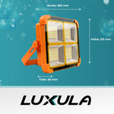 Solar Baustrahler mit Akku, CCT, 6 Std.Leuchtzeit, USB In- & Output, IP65, Magnet- & Hängefunktion.