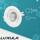 LED CCT Downlight schwenkbar, 7W, 718lm, 38°, IP44, 3000K-4000K-6000K einstellbar.