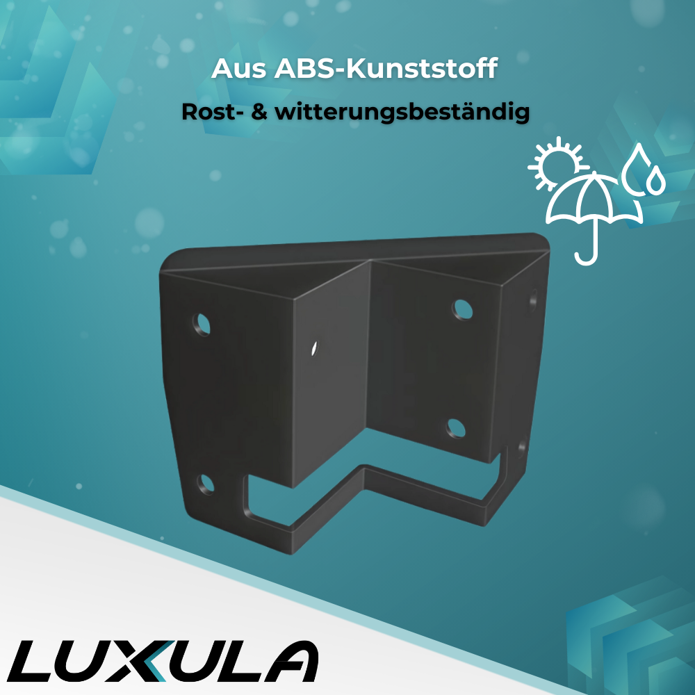 Eckwandhalterung für LED Fluter LX400190 bis LX400193, Eckmontage, Außenecken.