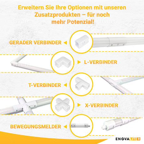 9er Pack LED Feuchtraumleuchte PRO, 65cm, 18W, 2070 lm, 4000K (neutralweiß), IP65, OSRAM-Netzteil, Steckklemme, durchschleifbar.