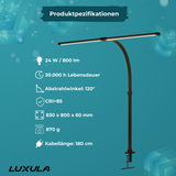 2er Pack LED-Schreibtischlampe, Doppelkopf, schwarz, dimmbar, 5 Farbtemperaturstufen, 24 W, 800 lm, klemm- und verstellbare Monitorlampe.