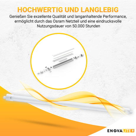 9er Pack LED Feuchtraumleuchte PRO, 120cm, 36W, 4320lm, 4000K (neutralweiß), IP65, OSRAM-Netzteil, Steckklemme, durchschleifbar.