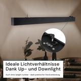 9er-Pack LED Büro-/Tresenleuchte Up&Down, schwarz, 120 cm, 30 W, 3600 lm, UGR<19, 3000-6500 K (CCT), LIFUD Netzteil, erweiterbar, Aluminium.