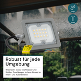 LED-Fluter, 10 W, 4000 K (neutralweiß), 900 lm, grau, IP65.
