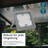 LED-Fluter, 20 W, 4000 K (neutralweiß), 1800 lm, grau, IP65.