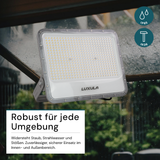 LED-Fluter, 300 W, 4000 K (neutralweiß), 37500 lm, grau, IP65.