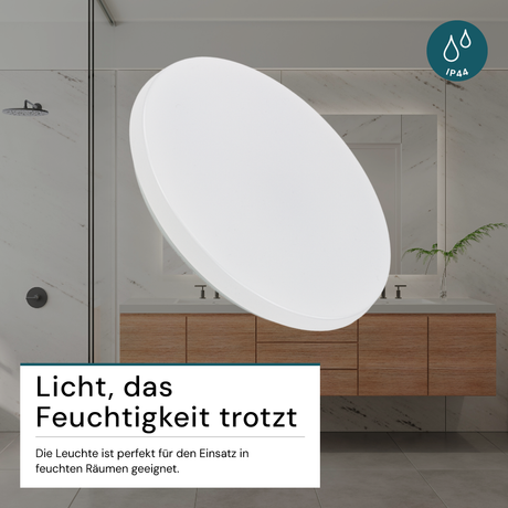 3er-Pack LED Deckenlampe, rund, 12 W, 1200 lm, 4000 K (neutralweiß), Ø25 cm, IP44-wassergeschützt, Quick Connector, moderne Leuchte, Badezimmer Lampe.