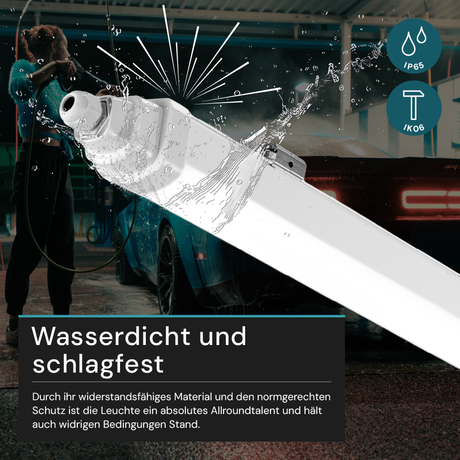 LED Feuchtraumleuchte, 60 cm, 18 W, 2160 lm, 4000 K (neutralweiß), IP65, IK06, durchschleifbar, mit Quick Connector.