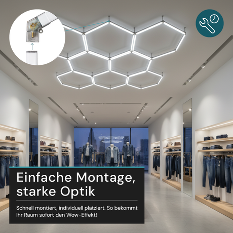 LED Deckenleuchte, HexaForm, 5er Set, 6500 K (kaltweiß), Hexagon Leuchte, Garagenlampe, Salon Beleuchtung