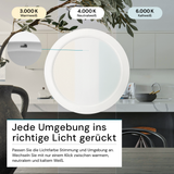 LED Aufbauleuchte in Weiß, 12 W, 230 V, IP44-geschützt, 1200 lm, Lichtfarbe einstellbar, Ø175x34 mm, Deckenleuchte mit Diffusor, Badezimmerlampe
