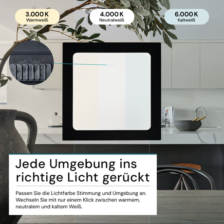 LED Aufbauleuchte in Schwarz, 12 W, 230 V, IP44-geschützt, 1200 lm, Lichtfarbe einstellbar, 173x34 mm, Deckenleuchte mit Diffusor, Badezimmerlampe
