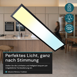 LUXULA LITEQ 100, LED-Panel mit Fernbedienung, 100×25 cm, schwarz, 40 W, 4400 lm, UGR<19, Helligkeit und Lichtfarbe einstellbar