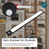 LED Schrankbeleuchtung mit Bewegungsmelder, schwarz, 60 cm, dimmbar, einstellbare Lichtfarbe, USB-aufladbar, einfache Befestigung, Unterbauleuchte