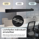 6er-Pack LED Büro-/Tresenleuchte Up&Down, schwarz, 120 cm, 30 W, 3600 lm, UGR<19, 3000-6500 K (CCT), LIFUD Netzteil, erweiterbar, Aluminium.