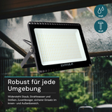 LED CCT Fluter, 200 W, 3000-6500 K (warm-, neutral-, kaltweiß), 20000 lm, schwarz, IP65.