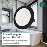 LED Einbauleuchte in Schwarz, 6 W, 230 V, IP44-geschützt, 600 lm, Lichtfarbe einstellbar, Ø117x25 mm, Einbaustrahler mit Diffusor, Badezimmer Deckenleuchte