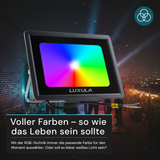 RGB LED-Fluter, 50 W, schwarz, IP65, mit Fernbedienung, RGBW-Farbwechsel