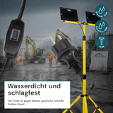 LED Baustrahler mit Teleskop-Stativ, 2x 30 W, 4000 K (neutralweiß), 6000 lm, IP65, Schutzkontaktstecker, Ein/Aus-Schalter