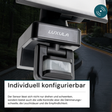 Schwenkbarer LED Fluter mit Bewegungsmelder, 20 W, 2100 lm, 4000 K (neutralweiß), IP54, flexibler Strahler, Aluminiumdruckguss, Wandleuchte