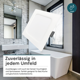 LED Einbauleuchte in Weiß, 6 W, 230 V, IP44-geschützt, 600 lm, Lichtfarbe einstellbar, 119x26 mm, Einbaustrahler mit Diffusor, Badezimmer Deckenleuchte