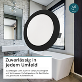 LED Einbauleuchte in Schwarz, 12 W, 230 V, IP44-geschützt, 1200 lm, Lichtfarbe einstellbar, Ø173x26 mm, Einbaustrahler mit Diffusor, Badezimmer Deckenleuchte