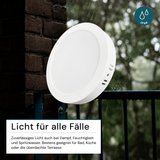 LED Aufbauleuchte in Weiß, 6W, 230 V, IP44-geschützt, 600 lm, Lichtfarbe einstellbar, Ø109x28 mm, Deckenleuchte mit Diffusor, Badezimmerlampe