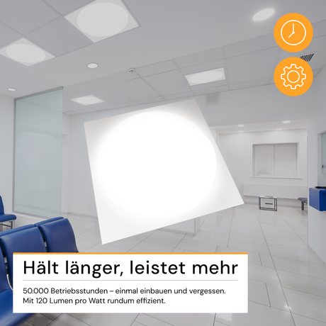 5er Pack LED-Panel mit runder Leuchtfläche, 62x62 cm, 30 W, 3600 lm, 4000 K (neutralweiß), Lifud Netzteil.