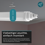 LED Feuchtraumleuchte, 150 cm, 48 W, 5760 lm, 4000 K (neutralweiß), IP65, IK06, durchschleifbar, mit Quick Connector
