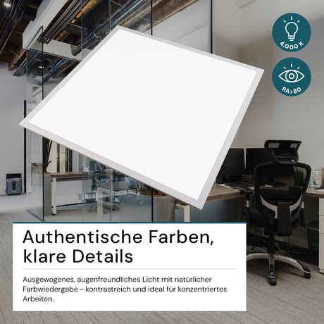 6er Pack LED BackLit Panel, 62x62, 40W, 4400 lm, 4000K, 110°, IP44