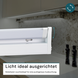 LED-Unterbauleuchte, schwenkbar, mit Schalter, 30 cm, 4 W, 400 lm, einstellbare Lichtfarbe, dimmbar, erweiterbar, Küchen- und Schrankbeleuchtung