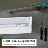LED-Unterbauleuchte, schwenkbar, mit Schalter, 84 cm, 12 W, 1200 lm, einstellbare Lichtfarbe, dimmbar, erweiterbar, Küchen- und Schrankbeleuchtung