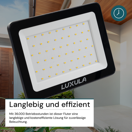 LED-Fluter mit Schnellverbinder, 50 W, 4000 K (neutralweiß), 5000 lm, schwarz, IP65