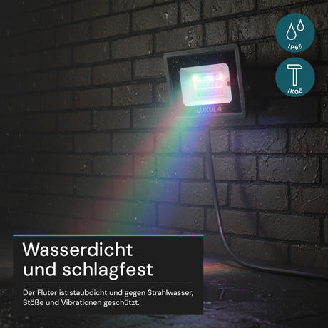 RGB LED-Fluter, 10 W, schwarz, IP65, mit Fernbedienung, RGBW-Farbwechsel