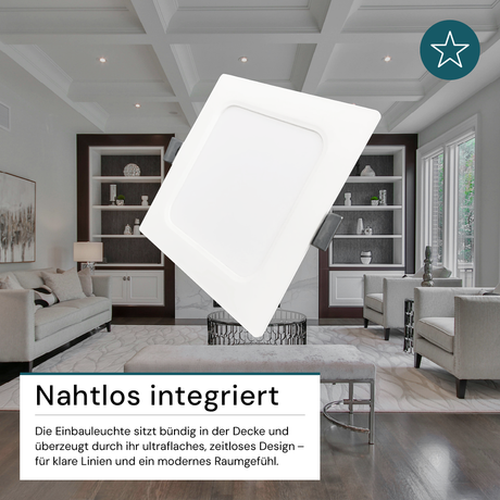 LED Einbauleuchte in Weiß, 24 W, 230 V, IP44-geschützt, 2400 lm, Lichtfarbe einstellbar, 295x29 mm, Einbaustrahler mit Diffusor, Badezimmer Deckenleuchte